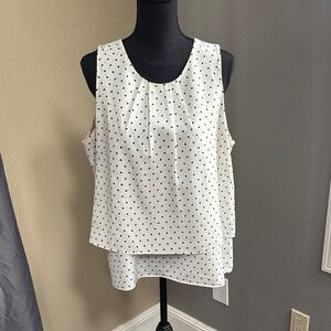 J. Crew Factory White Polka Dot Sleeveless Layered Top